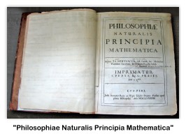Sir Isaac Newton's own first edition copy of his Philosophiae Naturalis Principia Mathematica with his handwritten corrections for the second edition. (image via Wikipedia Commons