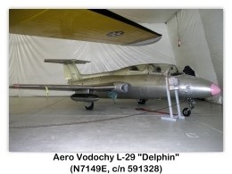1968 Aero Vodochody L-29 Delphín (N7149E, c/n 591328) on display 4/14/2004 Tillamook Air Museum, Tillamook, OR (Photo 5063 copyright © 2004 Skytamer Images)