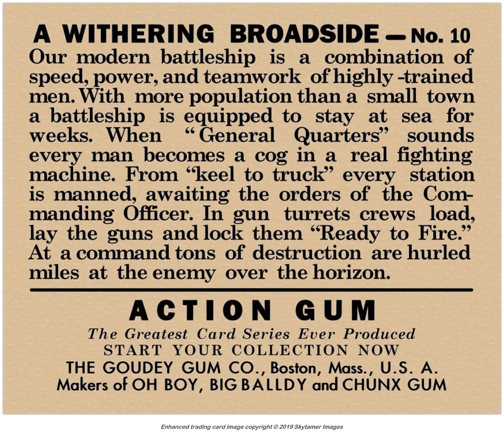 Action Gum, Goudey Gum Company, R1, USA